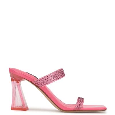 Nine West Darla Heeled Slide Sandals Pink | NEPQ06518