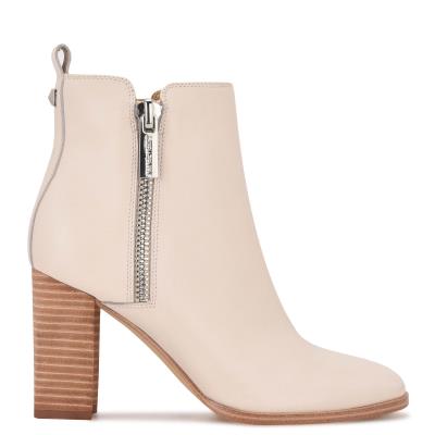 Nine West Dips Block Heel Booties Beige | DKJL63705