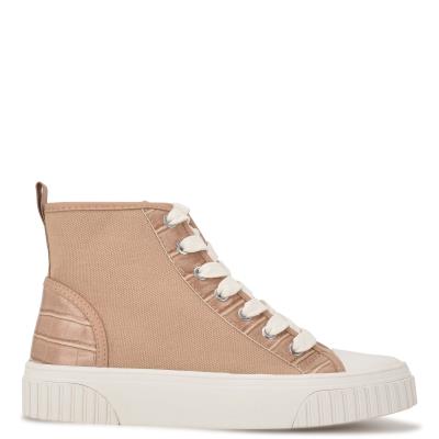 Nine West Dyiane High Top Sneakers Coral Brown | HCFS72316