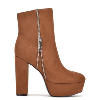 Nine West Kerri Platform Booties Brown | HUPV96854