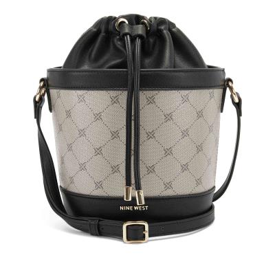 Nine West Laylin Drawstring Bucket Crossbody Bags Black | CSEW03957