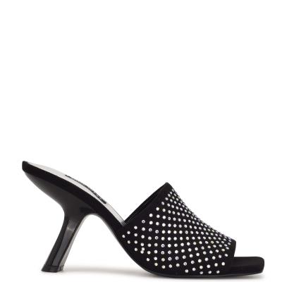 Nine West Partie Heeled Slide Sandals Black | ZEQI18527