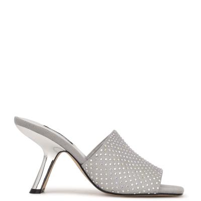 Nine West Partie Heeled Slide Sandals Grey | ITQA25136