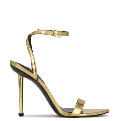 Nine West Reina Ankle Strap Sandals Gold | YXNQ38951