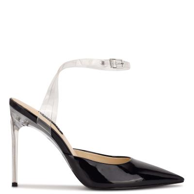 Nine West Sparkea Ankle Strap Pumps Black | NJAR73908