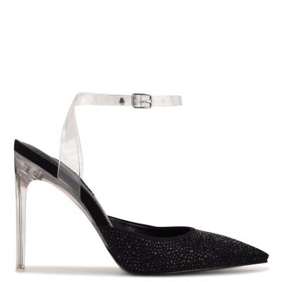 Nine West Sparkel Ankle Strap Pumps Black | FKWA18042