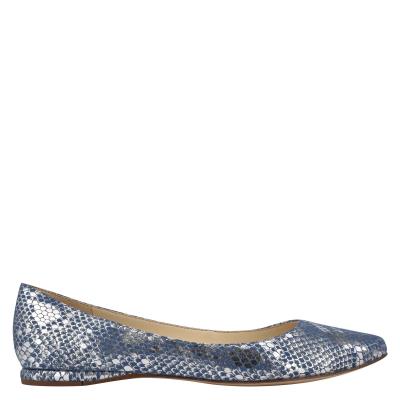 Nine West Speakup Almond Toe Ballet Flats Blue / Snake | AHGT28053