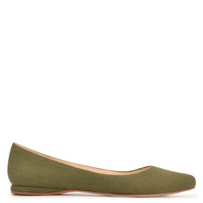 Nine West Speakup Almond Toe Ballet Flats Olive | VTNH87106