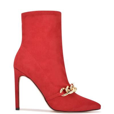 Nine West Timbaa Dress Bootie Booties Red | IBRP87104